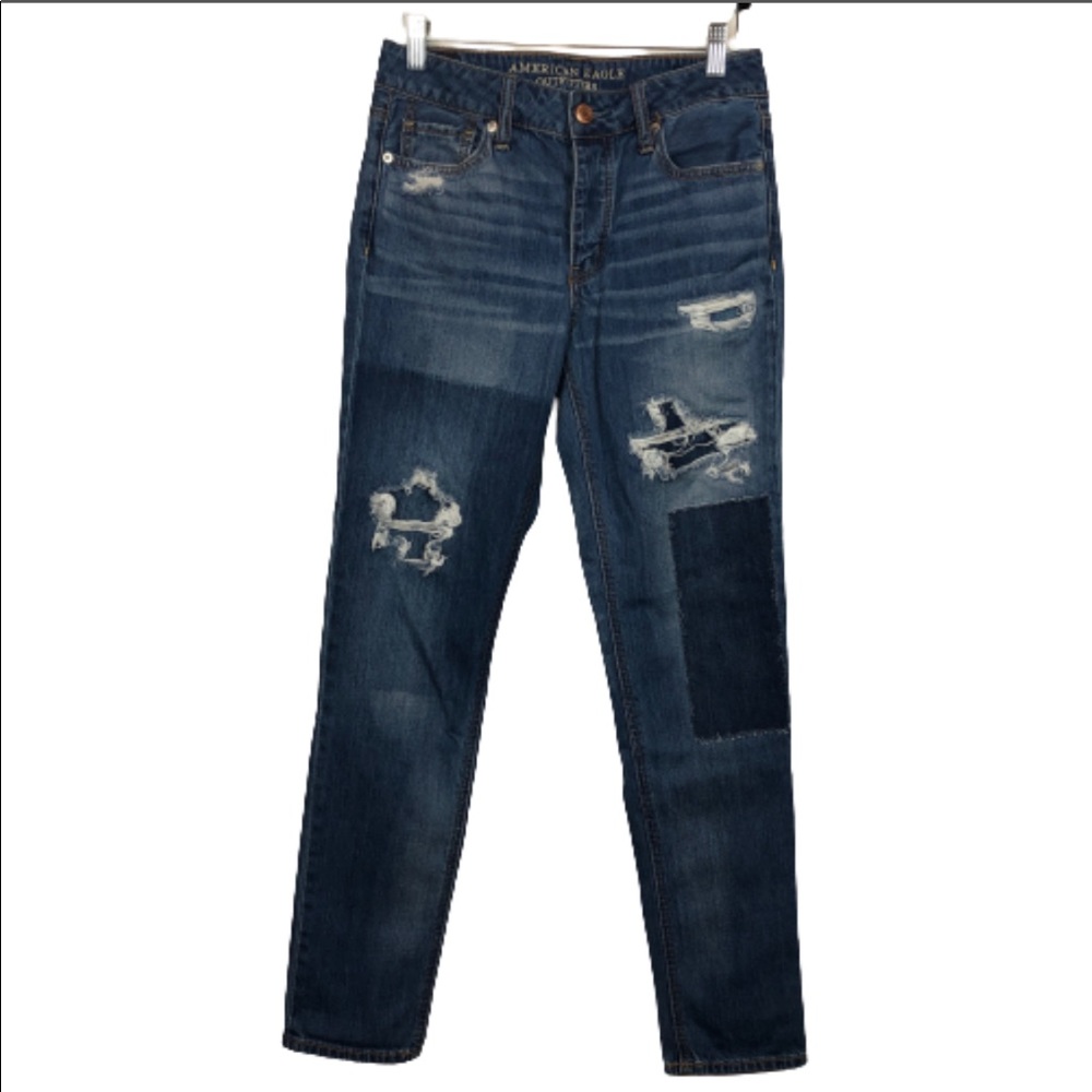 American Eagle Tom Girl Distressed Hi Rise…